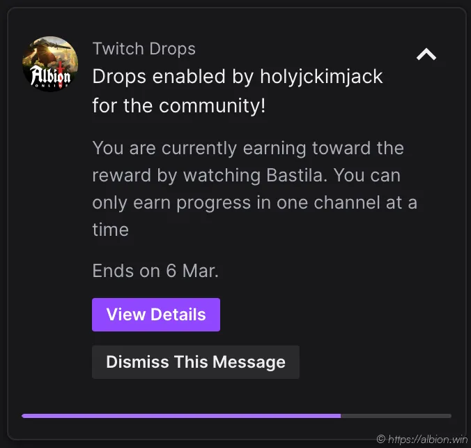 Message indicating that we are earning on another channel